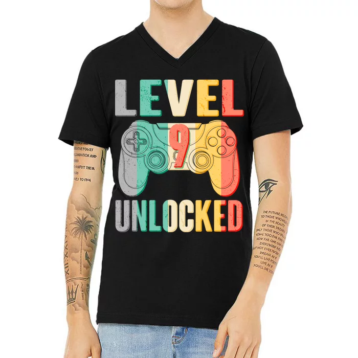 Level 9 Unlocked Nine Years Old V-Neck T-Shirt