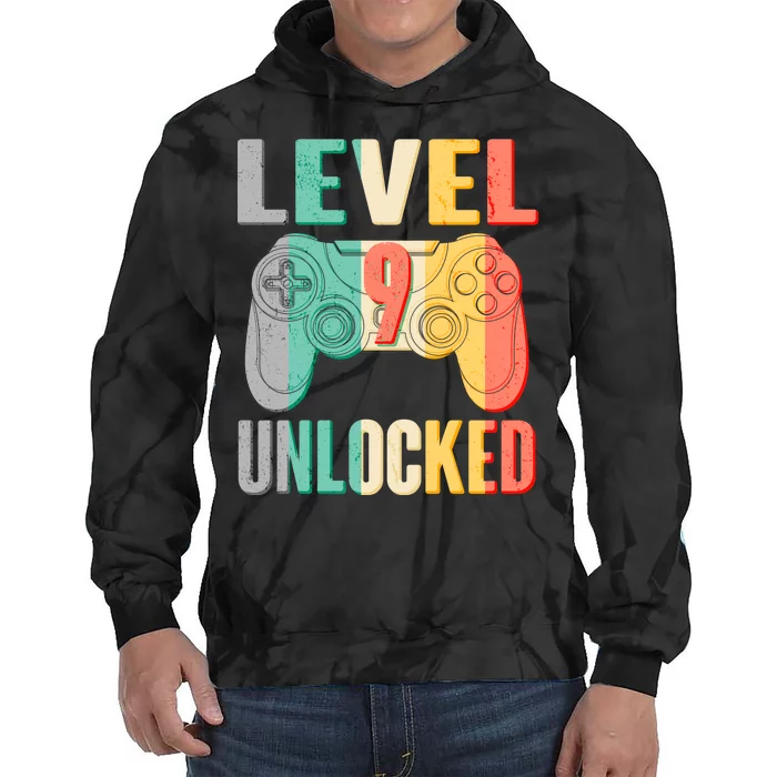 Level 9 Unlocked Nine Years Old Tie Dye Hoodie