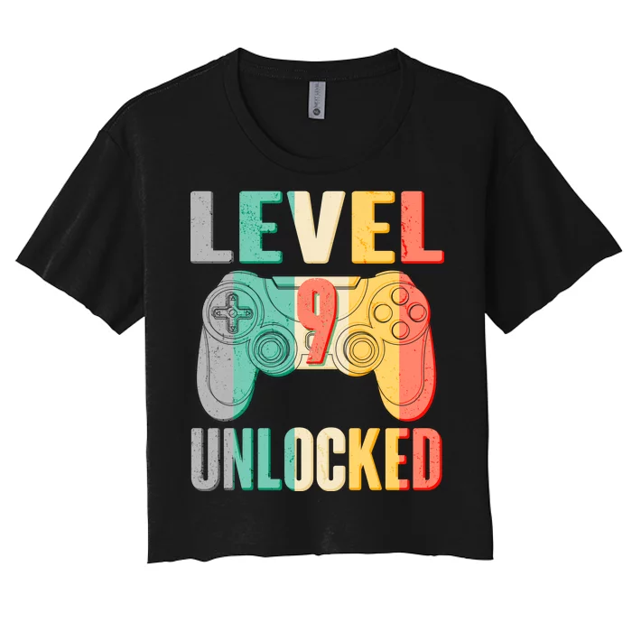 Level 9 Unlocked Nine Years Old Women's Crop Top Tee