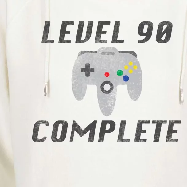 Level 90 Complete 90th Birthday Womens Funnel Neck Pullover Hood