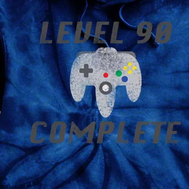 Level 90 Complete 90th Birthday Tie Dye Hoodie