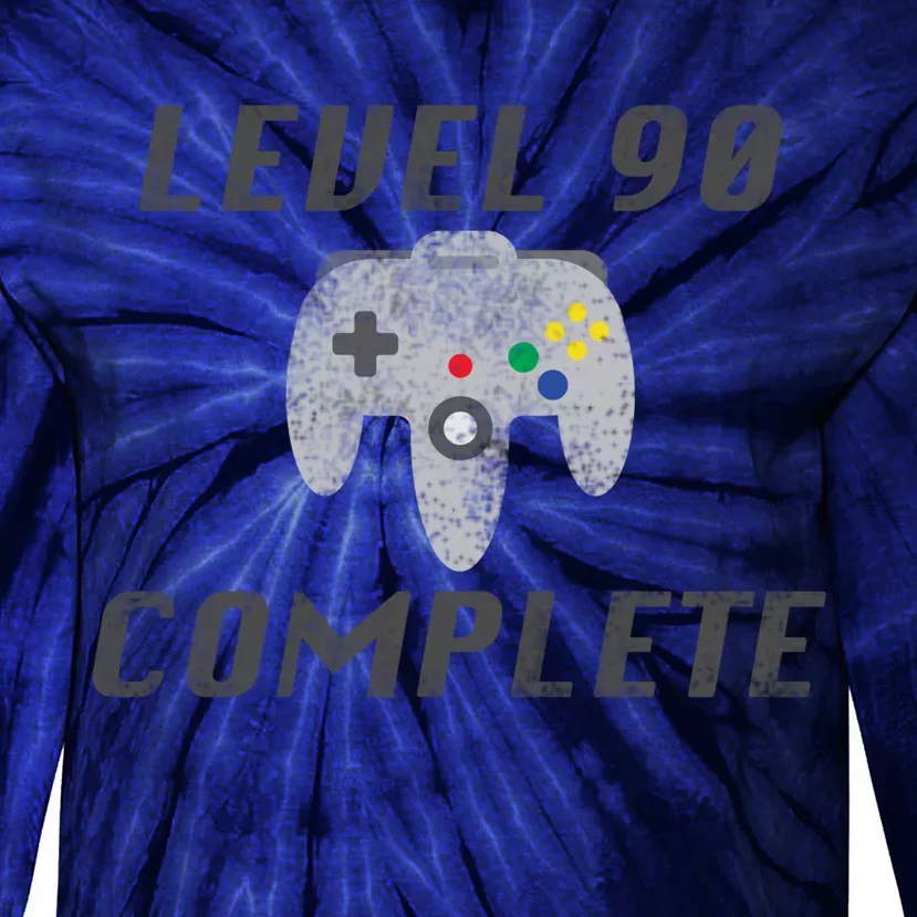 Level 90 Complete 90th Birthday Tie-Dye Long Sleeve Shirt