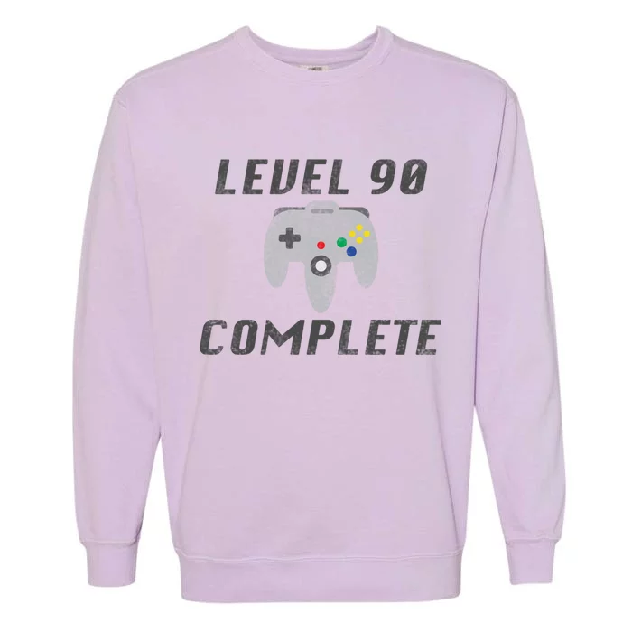 Level 90 Complete 90th Birthday Garment-Dyed Sweatshirt