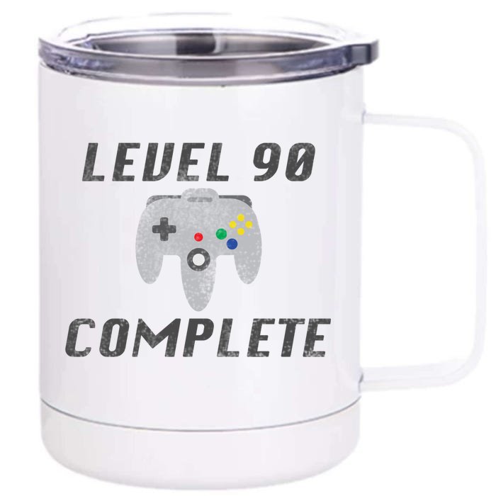 Level 90 Complete 90th Birthday Front & Back 12oz Stainless Steel Tumbler Cup