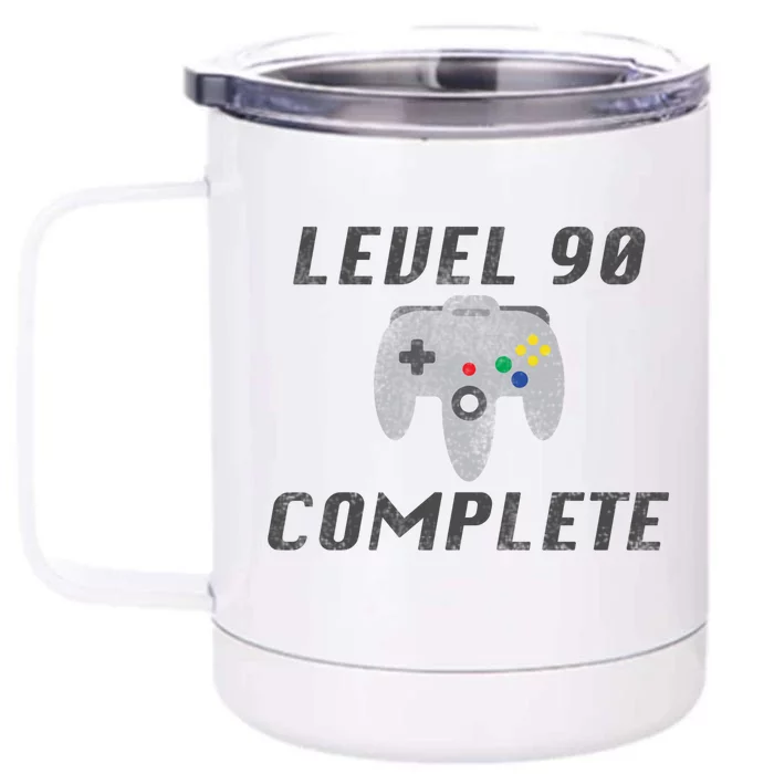 Level 90 Complete 90th Birthday Front & Back 12oz Stainless Steel Tumbler Cup