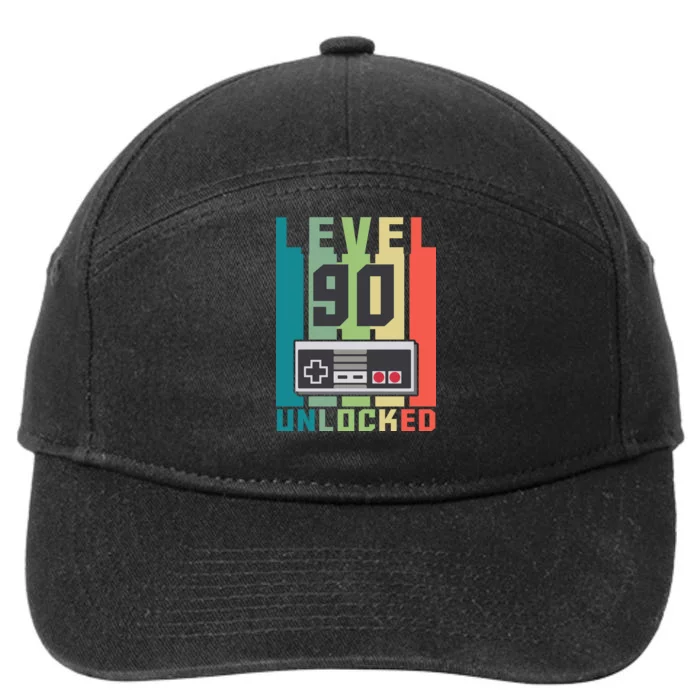 Level 90 Unlocked Funny Retro Gamer Birthday 7-Panel Snapback Hat