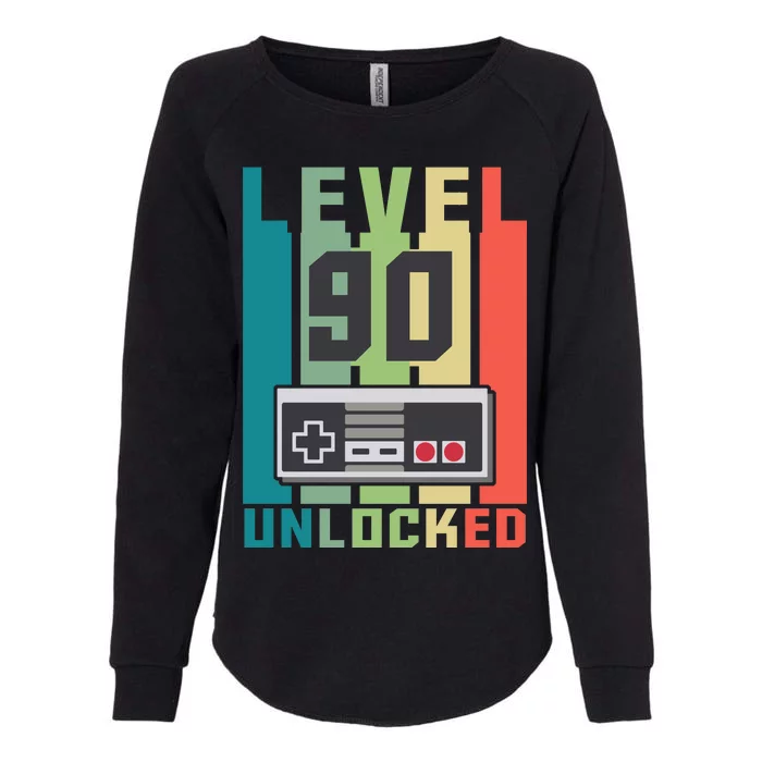 Level 90 Unlocked Funny Retro Gamer Birthday Womens California Wash Sweatshirt