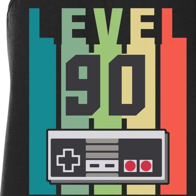 Level 90 Unlocked Funny Retro Gamer Birthday Women's Racerback Tank