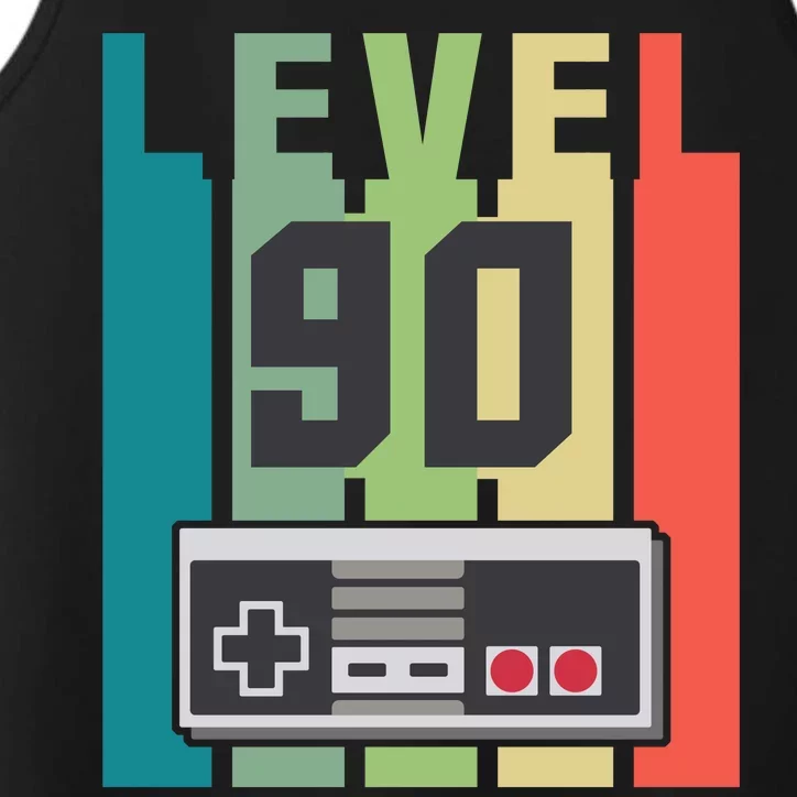 Level 90 Unlocked Funny Retro Gamer Birthday Performance Tank