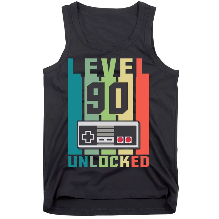 Level 90 Unlocked Funny Retro Gamer Birthday Tank Top