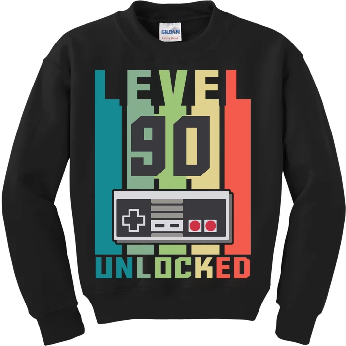 Level 90 Unlocked Funny Retro Gamer Birthday Kids Sweatshirt