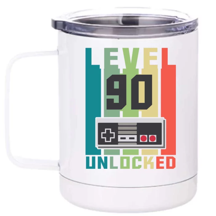 Level 90 Unlocked Funny Retro Gamer Birthday Front & Back 12oz Stainless Steel Tumbler Cup