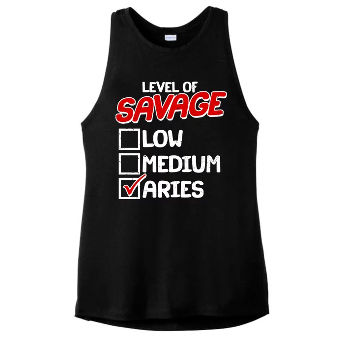 Level of SAVAGE Low Medium Aries Zodiac Birthday Ladies Tri-Blend Wicking Tank