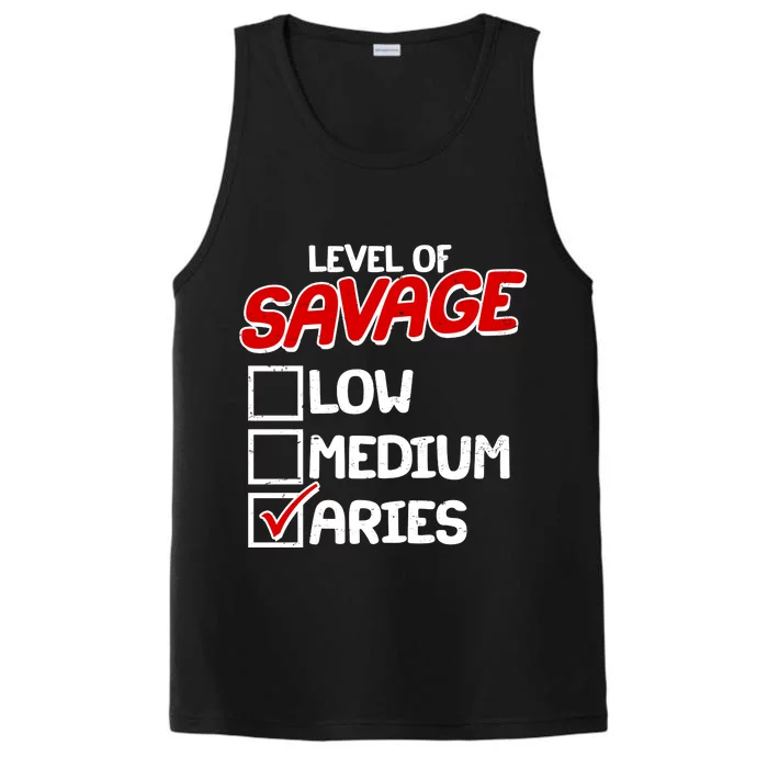 Level of SAVAGE Low Medium Aries Zodiac Birthday Performance Tank