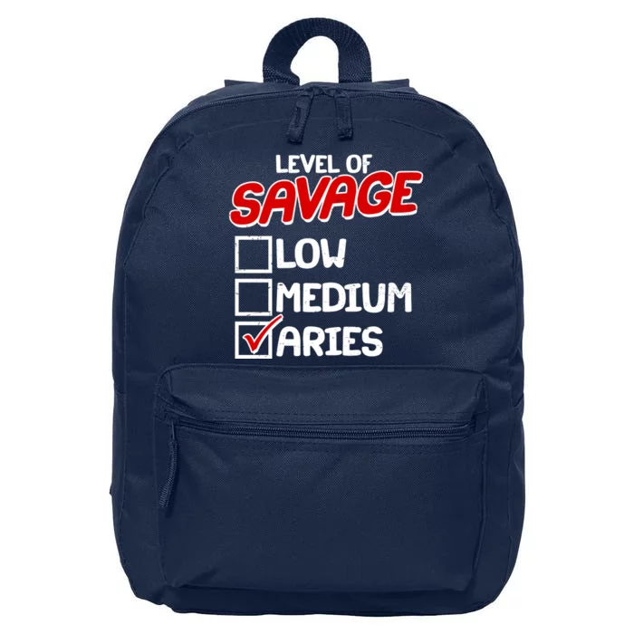 Level of SAVAGE Low Medium Aries Zodiac Birthday 16 in Basic Backpack