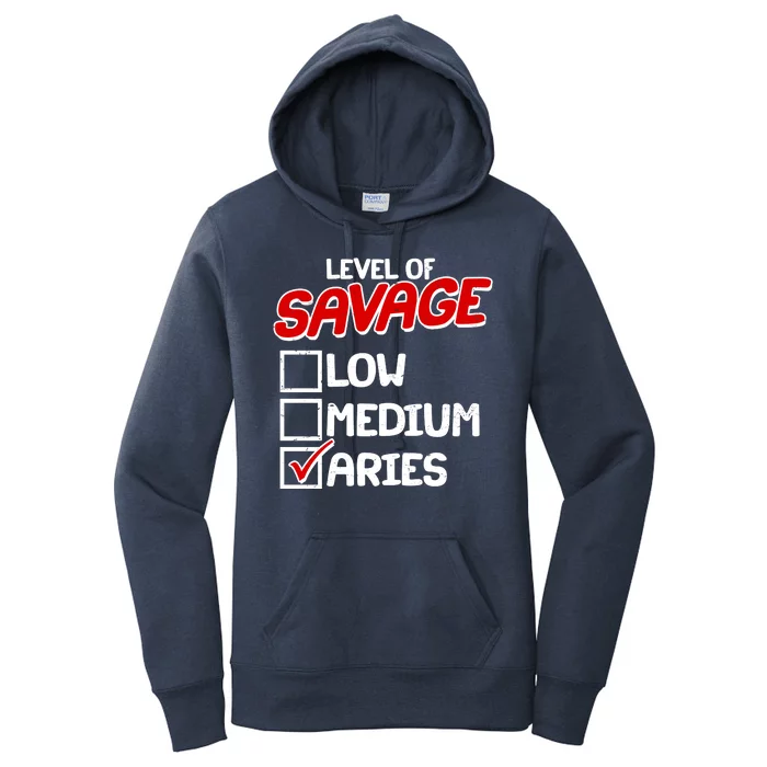 Level of SAVAGE Low Medium Aries Zodiac Birthday Women's Pullover Hoodie