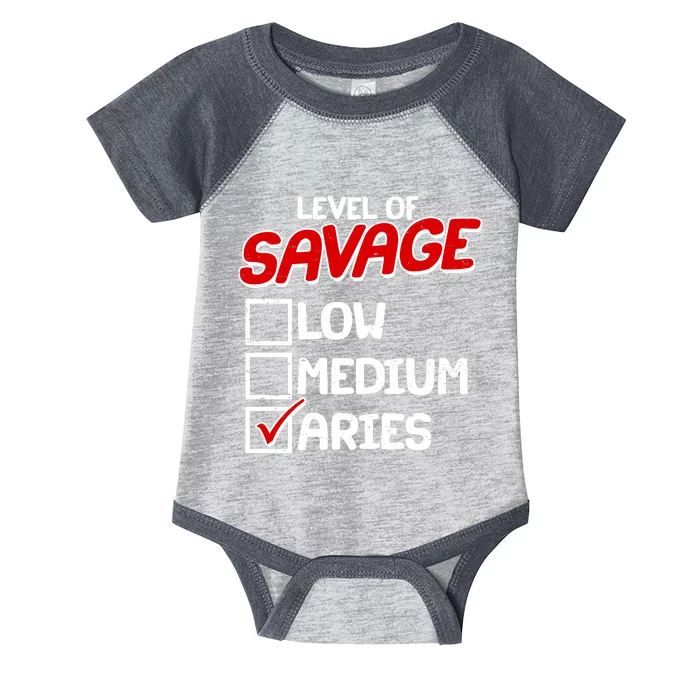 Level of SAVAGE Low Medium Aries Zodiac Birthday Infant Baby Jersey Bodysuit