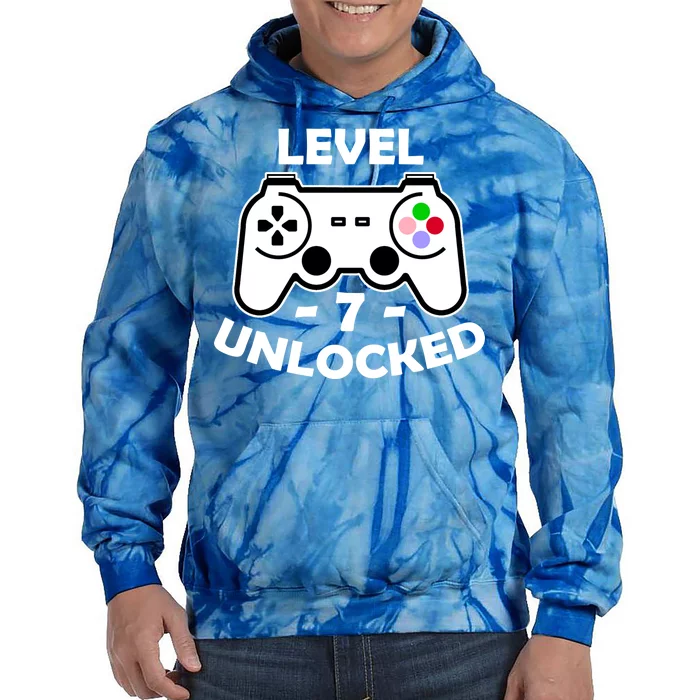 Level Seven Unlocked 7th Birthday Tie Dye Hoodie