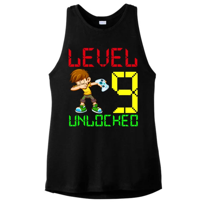 Level Up Age 9 Unlocked Ladies Tri-Blend Wicking Tank