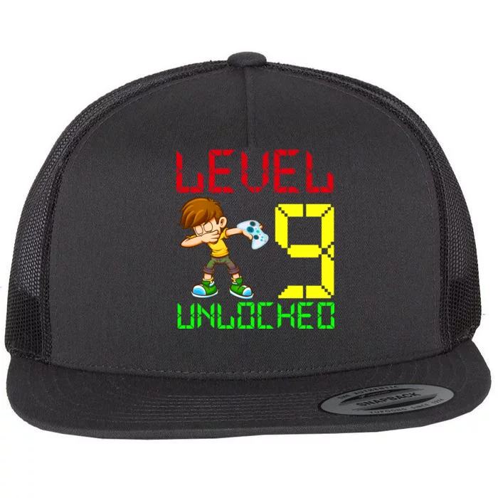 Level Up Age 9 Unlocked Flat Bill Trucker Hat