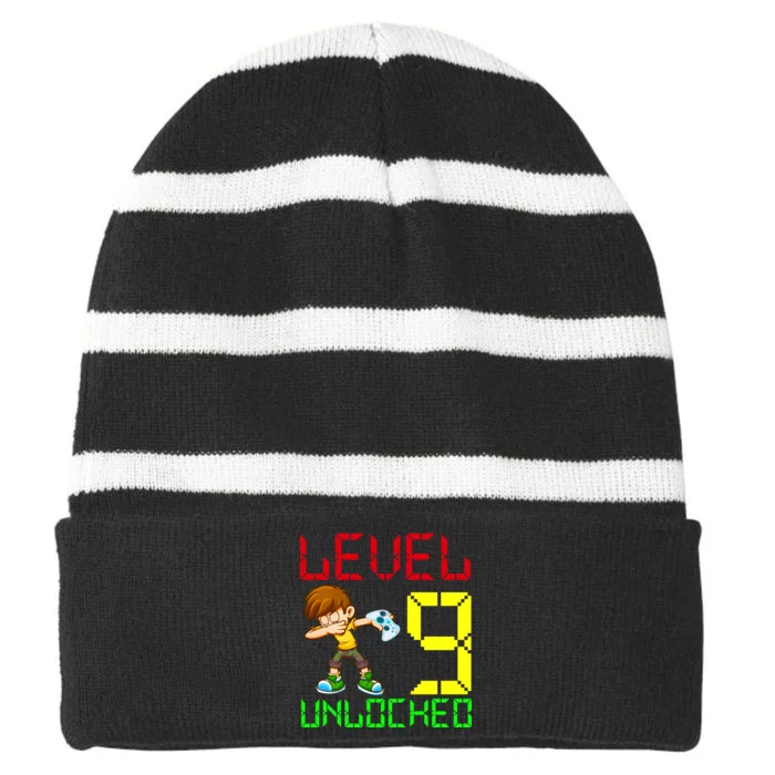 Level Up Age 9 Unlocked Striped Beanie with Solid Band