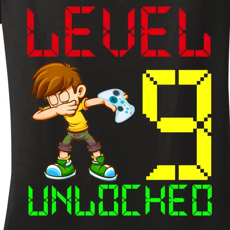 Level Up Age 9 Unlocked Women's V-Neck T-Shirt