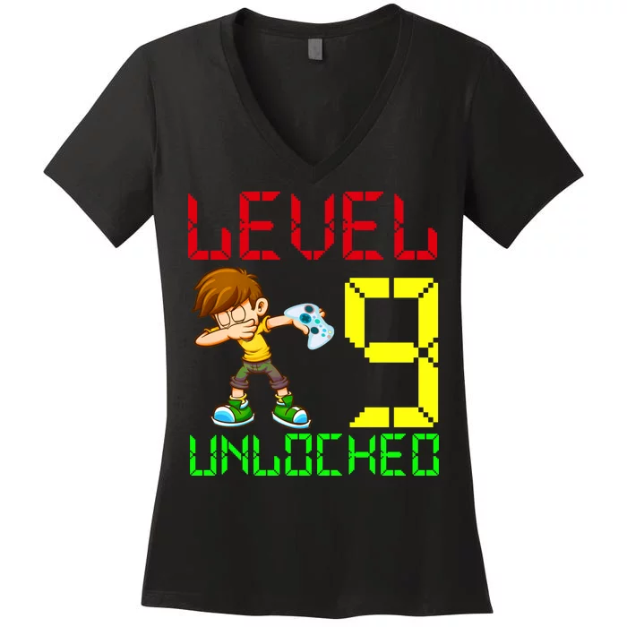 Level Up Age 9 Unlocked Women's V-Neck T-Shirt