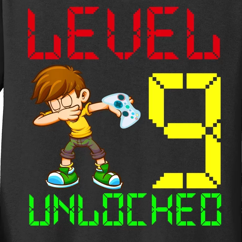 Level Up Age 9 Unlocked Kids Long Sleeve Shirt