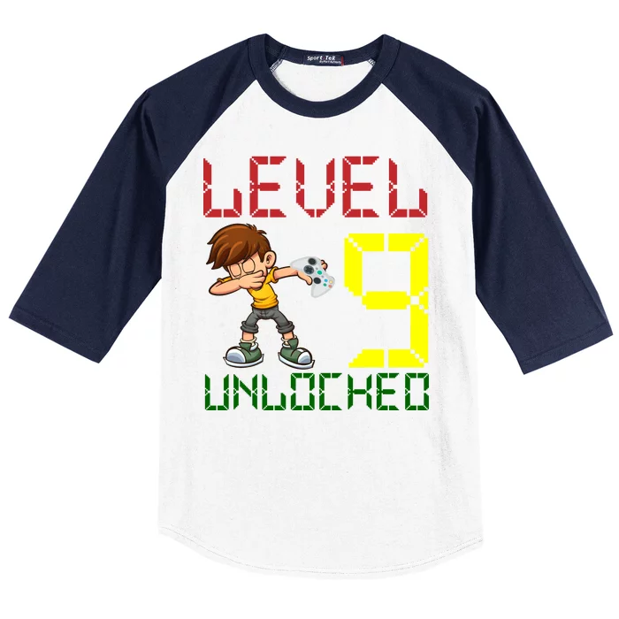 Level Up Age 9 Unlocked Baseball Sleeve Shirt