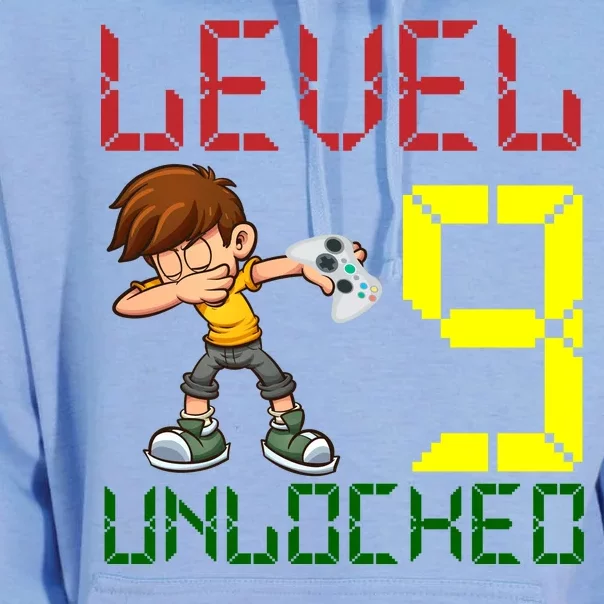 Level Up Age 9 Unlocked Unisex Surf Hoodie