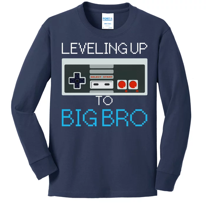 Leveling Up To Big Bro Kids Long Sleeve Shirt