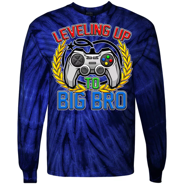 Leveling Up To Big Bro Brother Video Gaming Tie-Dye Long Sleeve Shirt