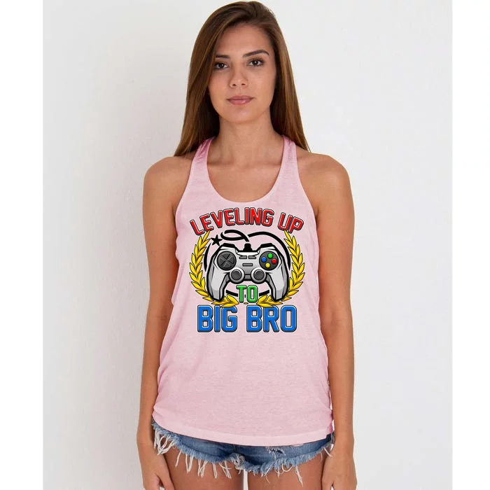 Leveling Up To Big Bro Brother Video Gaming Women's Knotted Racerback Tank