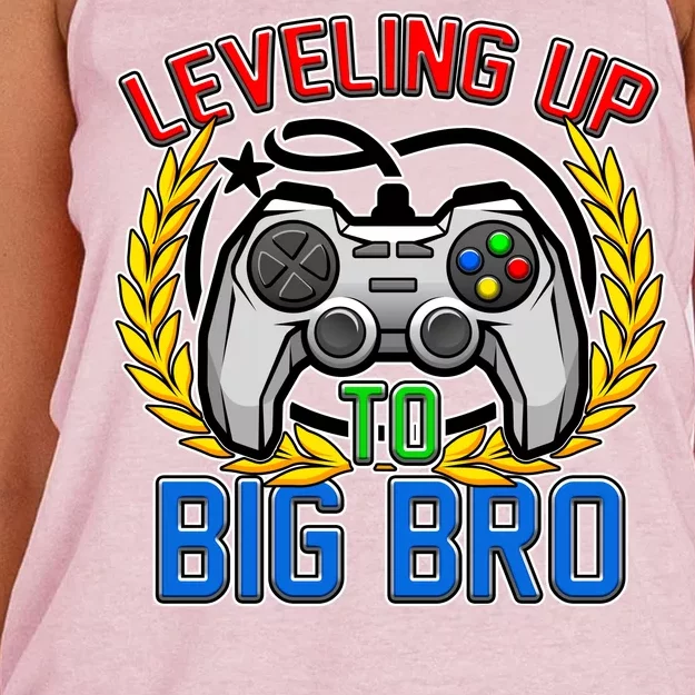 Leveling Up To Big Bro Brother Video Gaming Women's Knotted Racerback Tank