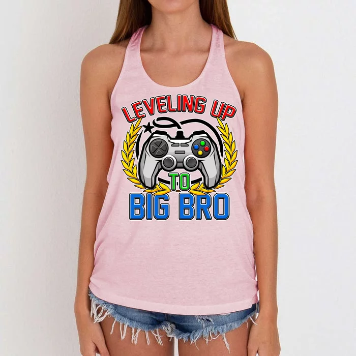 Leveling Up To Big Bro Brother Video Gaming Women's Knotted Racerback Tank