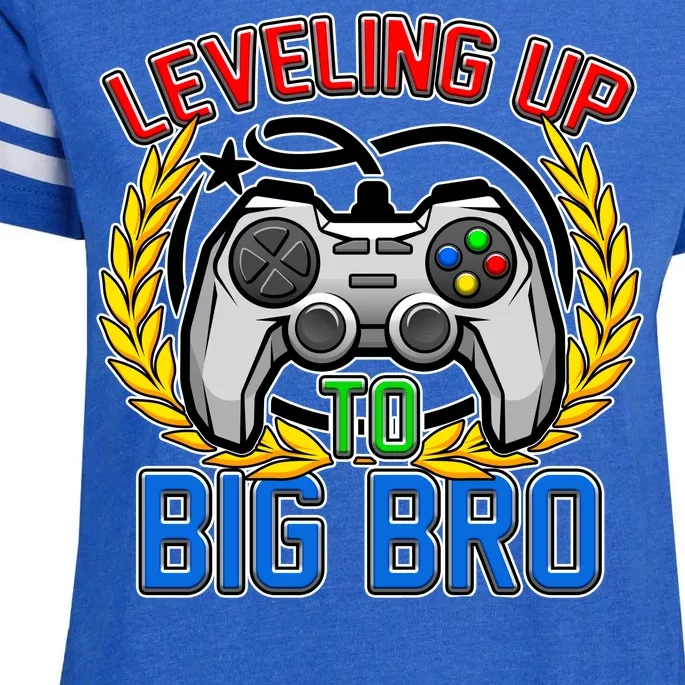 Leveling Up To Big Bro Brother Video Gaming Enza Ladies Jersey Football T-Shirt