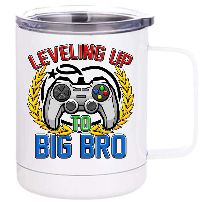 Leveling Up To Big Bro Brother Video Gaming Front & Back 12oz Stainless Steel Tumbler Cup