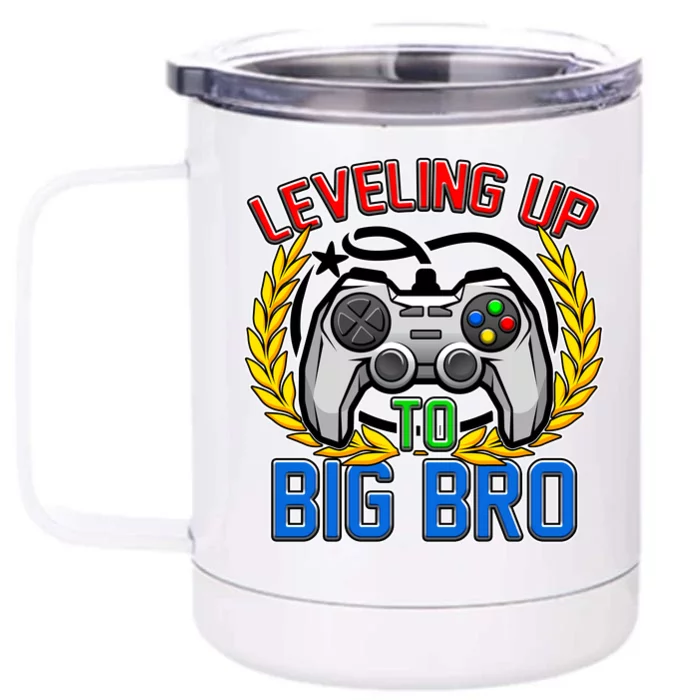 Leveling Up To Big Bro Brother Video Gaming Front & Back 12oz Stainless Steel Tumbler Cup