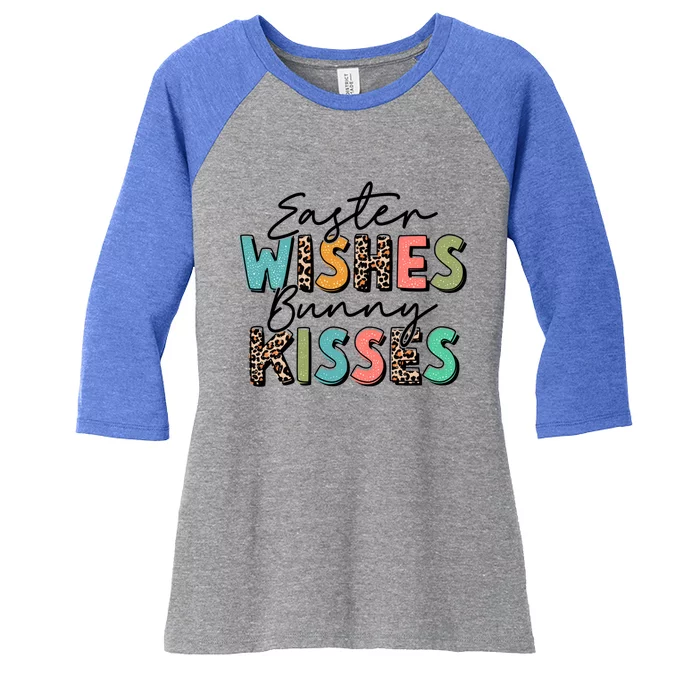 Leopard Easter Wishes Bunny Rabbit Lover Happy Easter Gift Women's Tri-Blend 3/4-Sleeve Raglan Shirt