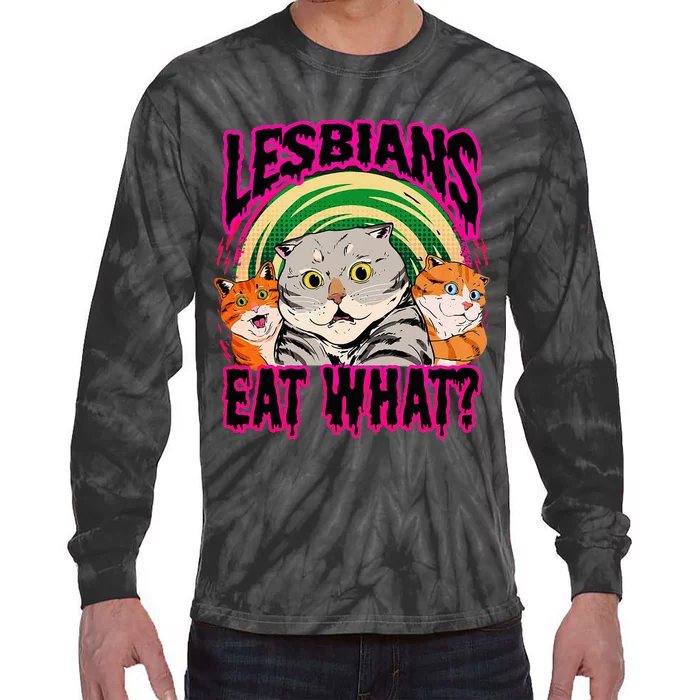 Lesbians Eat What Funny Cats Love Tie-Dye Long Sleeve Shirt