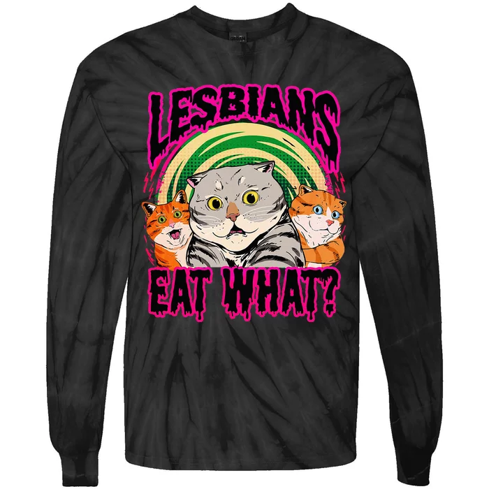 Lesbians Eat What Funny Cats Love Tie-Dye Long Sleeve Shirt