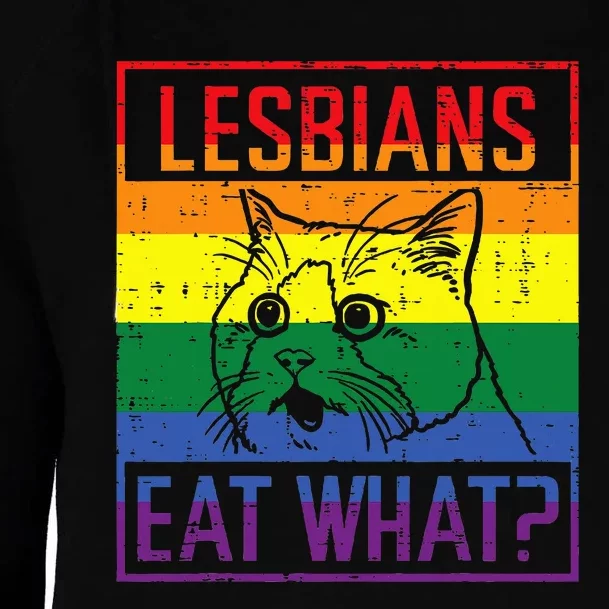 Lesbians Eat What Cat Funny Humor Pun Lgbtq Pride Flag Womens Funnel Neck Pullover Hood