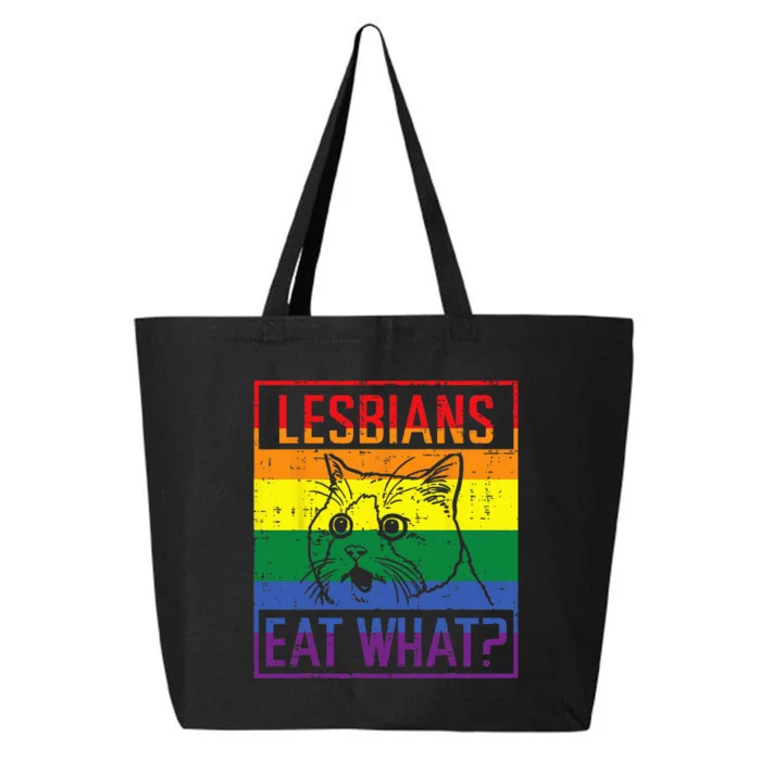 Lesbians Eat What Cat Funny Humor Pun LGBTQ Pride Flag Women 25L Jumbo Tote