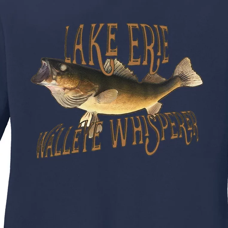 Lake Erie Walleye Whisperer Fishing Ladies Long Sleeve Shirt