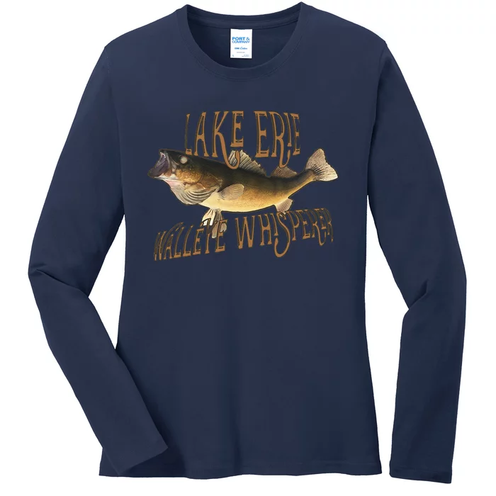 Lake Erie Walleye Whisperer Fishing Ladies Long Sleeve Shirt