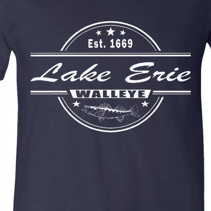 Lake Erie Walleye Fishing Souvenir For Walleye Fishing V-Neck T-Shirt