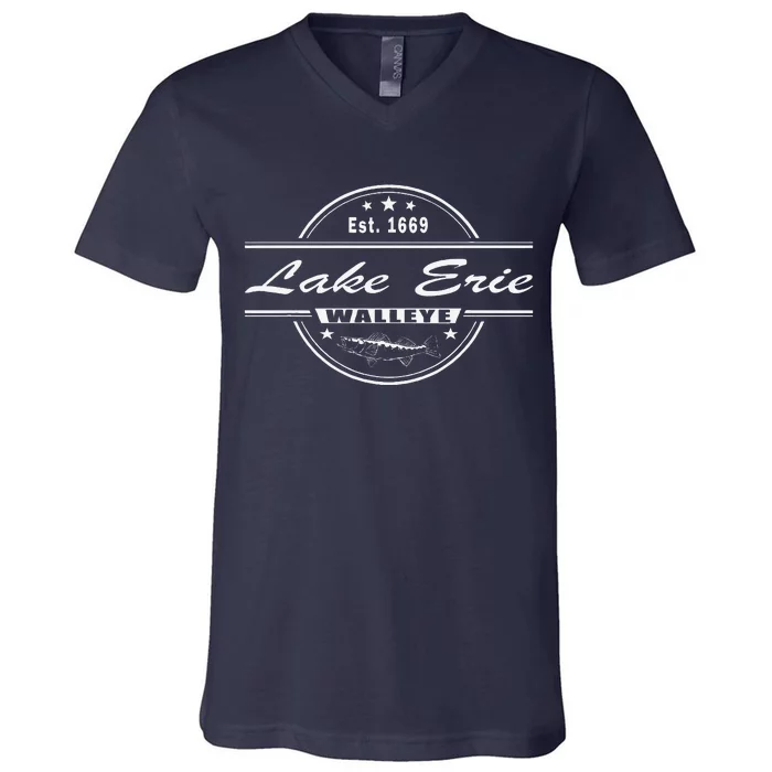 Lake Erie Walleye Fishing Souvenir For Walleye Fishing V-Neck T-Shirt