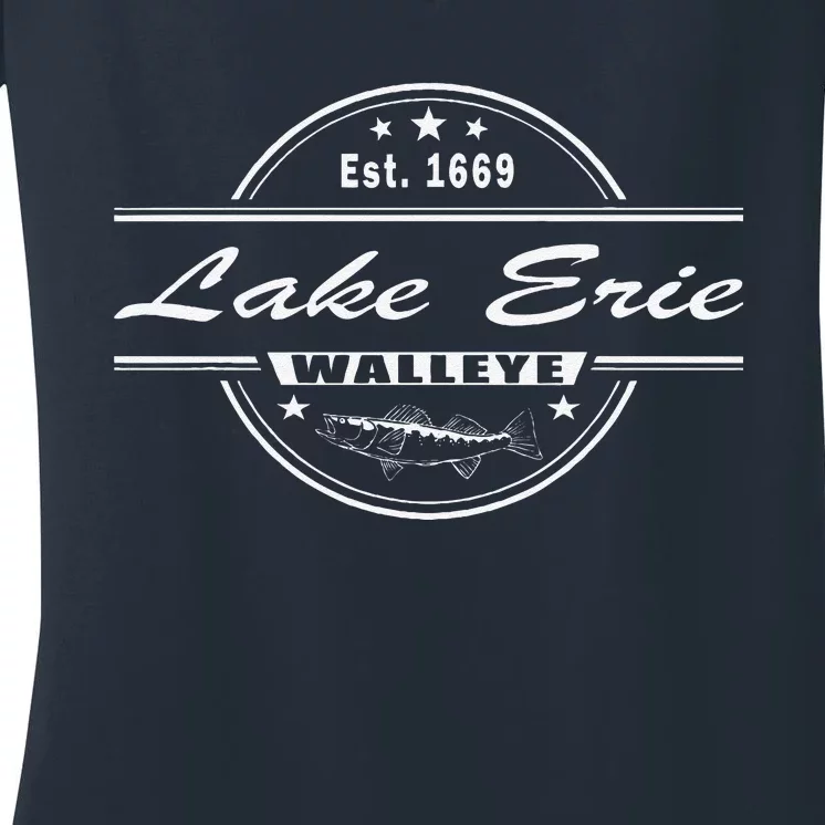 Lake Erie Walleye Fishing Souvenir For Walleye Fishing Women's V-Neck T-Shirt