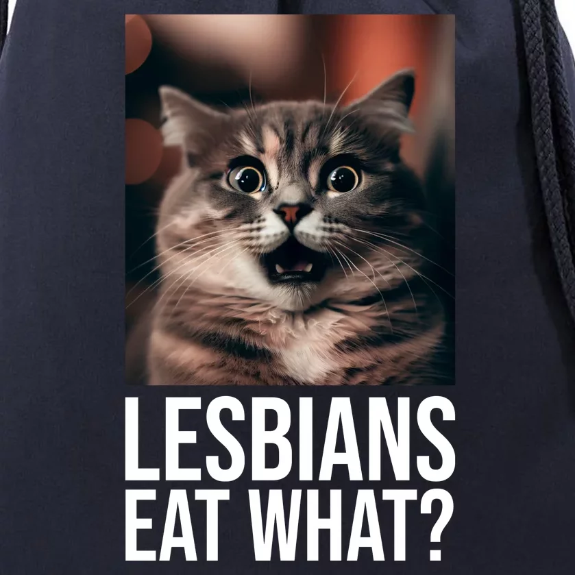 Lesbians Eat What Funny Cat Meme Drawstring Bag