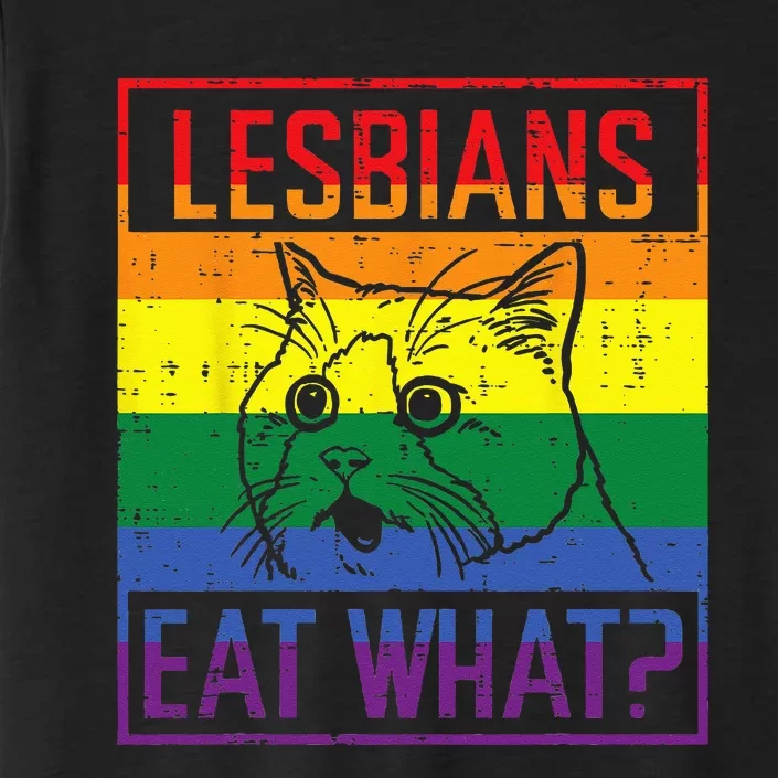 Lesbians Eat What Cat Funny Humor Pun LGBTQ Pride Flag Women ChromaSoft Performance T-Shirt